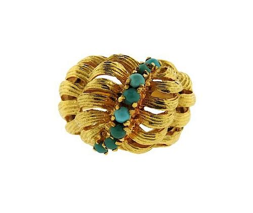 18K Gold Turquoise Dome Ring