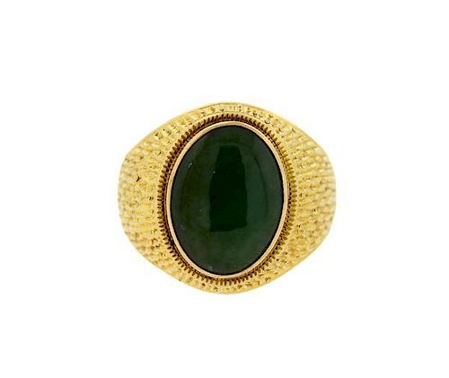 14K Gold Jade Ring