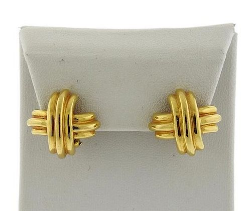 Tiffany &amp; Co 18K Gold Signature X Earrings