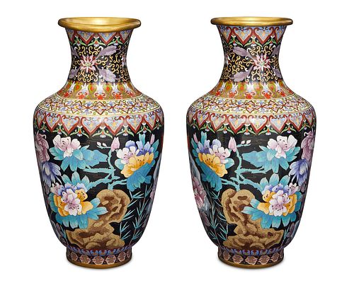 A pair of Chinese cloisonnE vases