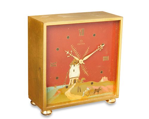 An Omega windmill table clock