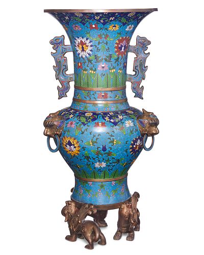 A monumental Chinese cloisonnE vase