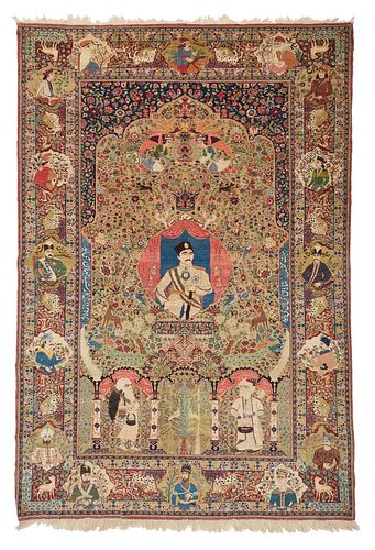 A Lavar Kerman pictorial rug, depicting Reza Shah Pahlavi