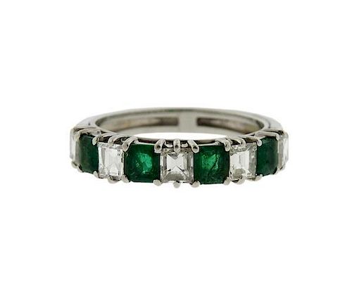 Platinum Gold Diamond Emerald Band Ring