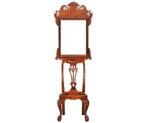 CHIPPENDALE STYLE MIRROR AND CHAIR