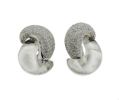 18K Gold Diamond Crystal Twisted Earrings