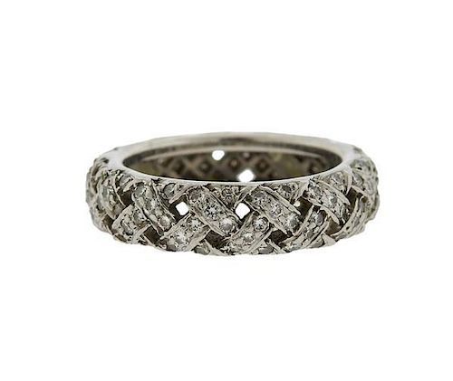 Tiffany &amp; Co Vannerie Platinum Diamond Band Ring