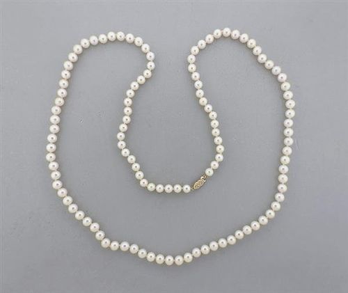 14K Gold 7-7.5mm Pearl Necklace