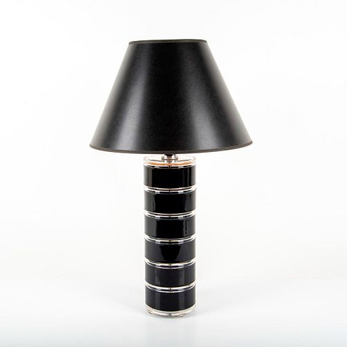 Mid Century Modern Clear and Black Lucite Table Lamp
