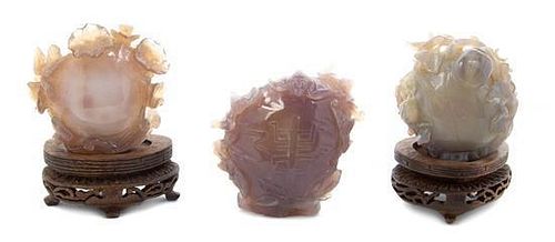 Three Chinese Carved Hardstone Articles, Height of tallest 4 inches.