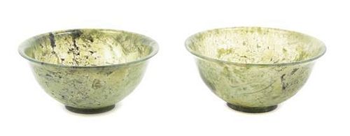 Two Chinese Carved Hardstone Bowls, Diameter 5 inches.
