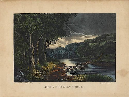 Silver Creek - California - Original Small Folio Currier & Ives Lithograph