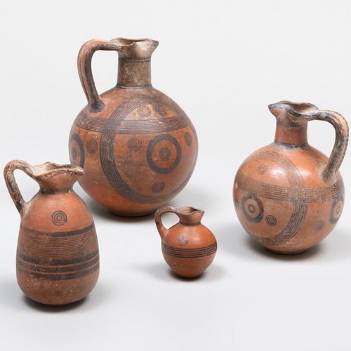 Group of Four Cypro-Geometric Painted Pottery Jugs