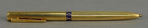 Verdura 18K gold pen, center with enameling marked Milton.  pen weight without cartridge: 37.6 grams