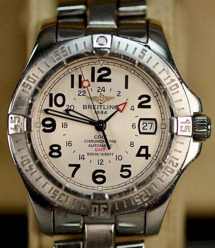 Breitling stainless steel Colt Automatic GMT with box.
