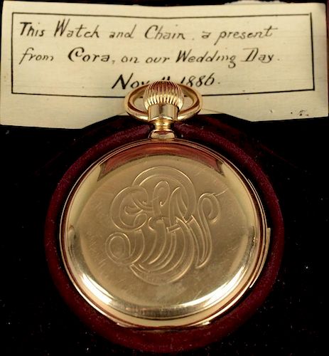 18K Tiffany & Co. pocket watch with a repeater case and works signed Tiffany & Co. Geneva works numbered 13876, in the origin