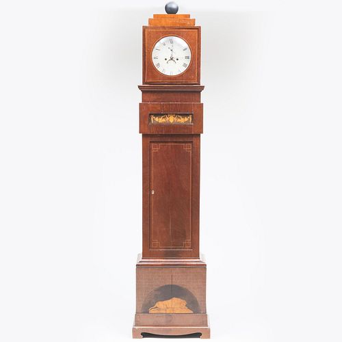 Biedermeier Inlaid Walnut and Penwork Tall Case Clock, The Works by James D...Leominster