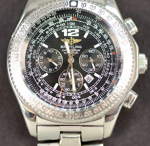 Breitling stainless steel wristwatch chronograph automatic "B2" model A42362 with box.