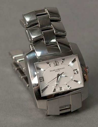 Baume & Mercier wristwatch stainless steel rectangular quartz watch.