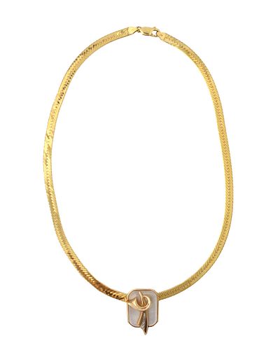 14K Yellow Gold Herringbone Chain Necklace