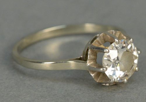 Platinum ladies ring set with center diamond, approximately 1.5cts.