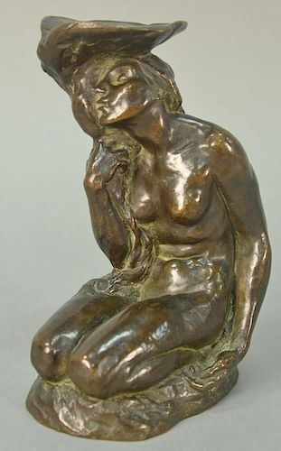Roman Bronze Works 
bronze nude 
Woman Kneeling 
marked: Roman Bronze Works, NY 
ht. 7in.