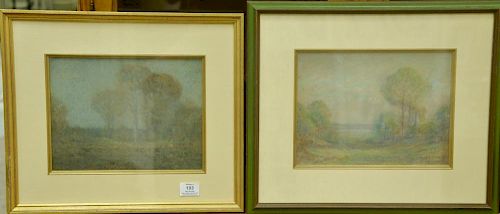 Henry Cooke White (1861-1952) 
pair of pastel on paper paintings 
"Oaks in Autumn" 
titled, signed, and dated on reverse: Oak