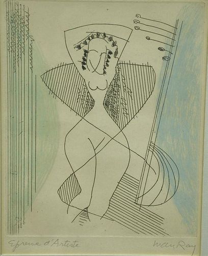 Man Ray (1890-1976) 
colored lithograph 
"Epreuve d'Artiste" 
signed lower right in pencil: Man Ray 
plate size 8 1/4" x 6 3/