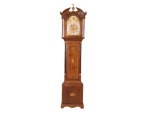 George III Inlaid Oak Tall Case Clock