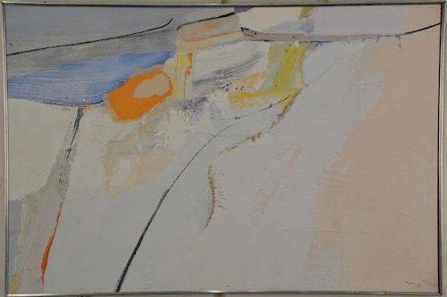 Leo Manso (1914-1993) 
oil on paper collage 
"Backshore" Abstract 
signed lower right: Manso 
20" x 30"