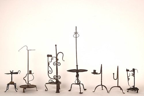 Seven Wrought-Iron Lighting Devices