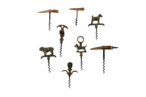 Five Cast-Brass Figural Corkscrews