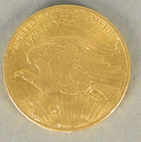 $20 Saint Gaudens gold coin, 1908.