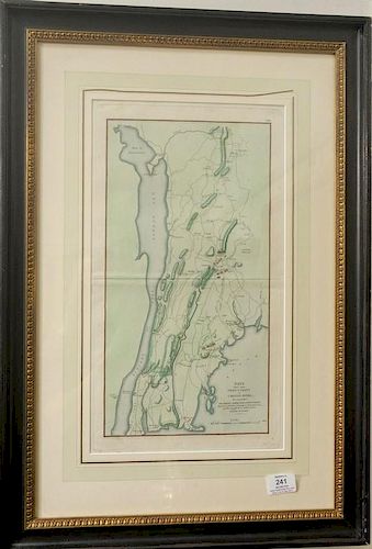 William Faden, Claude Joseph Sauthier  hand colored engraved map  Pays Situe entre Frogs pint et Croton River of Position Des