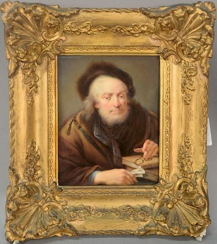 KPM porcelain plaque of a man with a beard "Tolstoy", 19th century. 
7 1/4" x 5 3/4"
