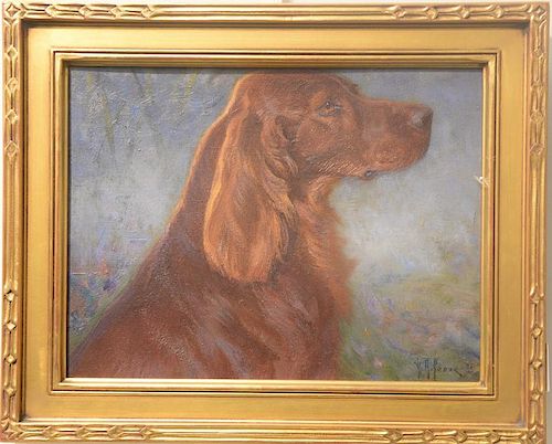 Henry Rankin Poore (1859-1940) 
oil on artist board 
"Red Setter" 
signed lower right: HR Poore 
10 3/4" x 13 3/4" 

Provenan