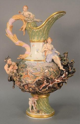 Monumental Meissen "Earth" ewer from the "Four Elements" series, with blue crossed swords mark.   (minor imperfections)  ht. 