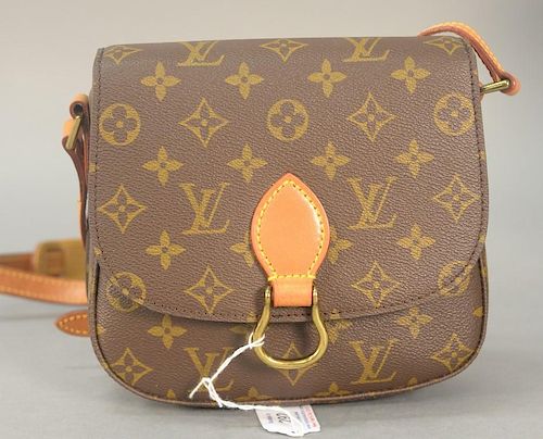 Louis Vuitton monogram purse "St. Cloud" with flap and strap in like new condition. 
ht. 8in., wd. 8in., dp. 2 1/2in.