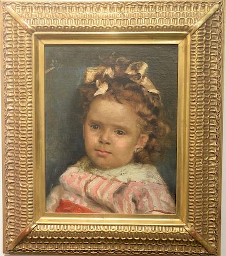 Julius Le Blanc Steward (1855-1919) 
oil on canvas 
Portrait of a Young Girl 
initialed top left: JLS 75 
13" x 10"