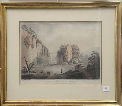 Francis Jukes (1747-1812)  hand colored aquatint engraving  After Alexander Robertson delineavit  "Passaic Falls in the State