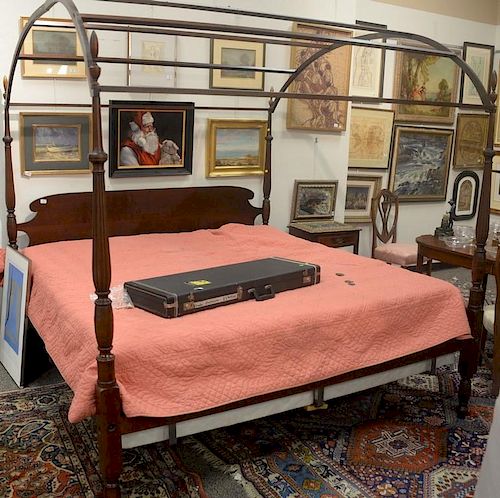 Eldred Wheeler custom cherry king size bed with arched canopy top.  (bedstead only)  ht. 84in. to top of canopy  ht. total of