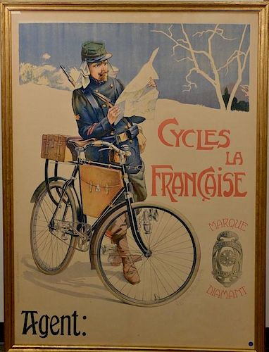 Vincent Lorant Heilbronn 
poster lithograph 
Cycles La Francaise Marque Diamant 
by V. Lorant Heilbronn 
59" x 43"