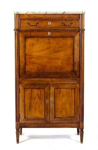 A Louis XVI Style Mahogany Secretaire a Abattant, Height 54 3/4 x width 29 1/2 x depth 14 1/4 inches.
