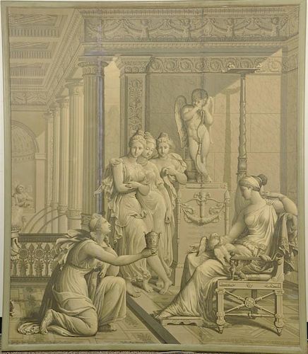 Desfosse and Karth, three French Grisaille wallpaper panels, 19th century from 1815 design by Merry Joseph Blondel and L