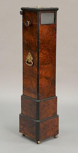 Burlwood standing viewer with 105 glass slides, H. Bellieni Fils, 17 Place Carnot Nancy Medailla Paris 1889. 
ht. 49in., wd. 