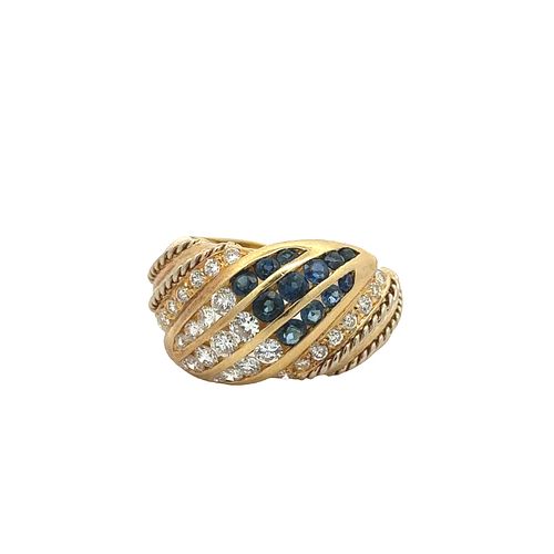 1.40 Ctw in Diamonds & Sapphires 18k Gold Ring