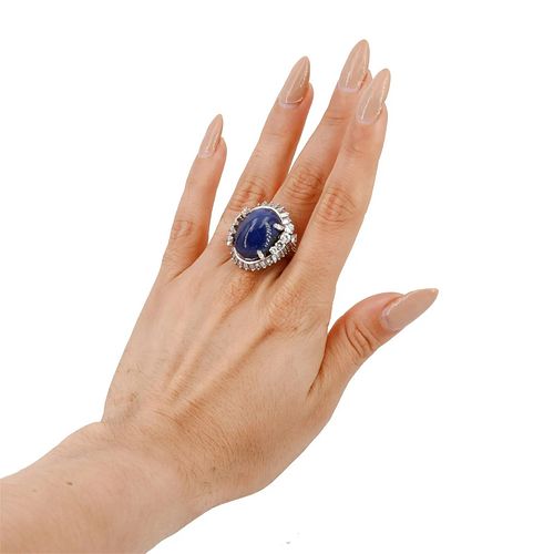 29.10 ctw in Diamonds & Sapphire Art Deco Platinum Ring