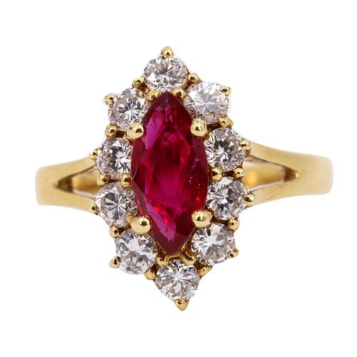 MAYORS 18k Gold Ring with Ruby & Diamonds