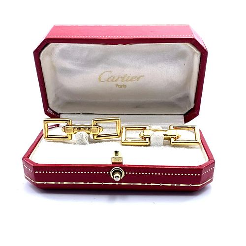 Cartier Italy Doble Rectangular 18k Gold Cufflinks