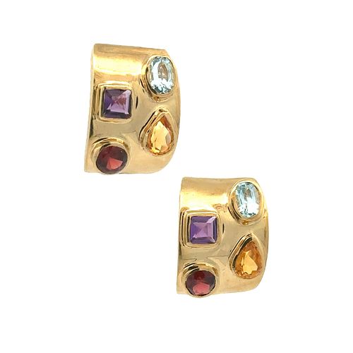 14k Gold Earrings with multigemstones